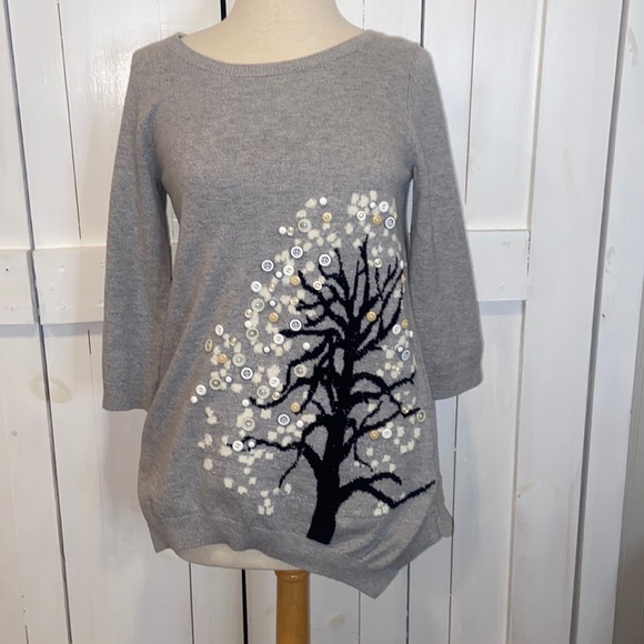 Anthropologie Sweaters - Anthropologie HWR Button Tree Grey Sweater